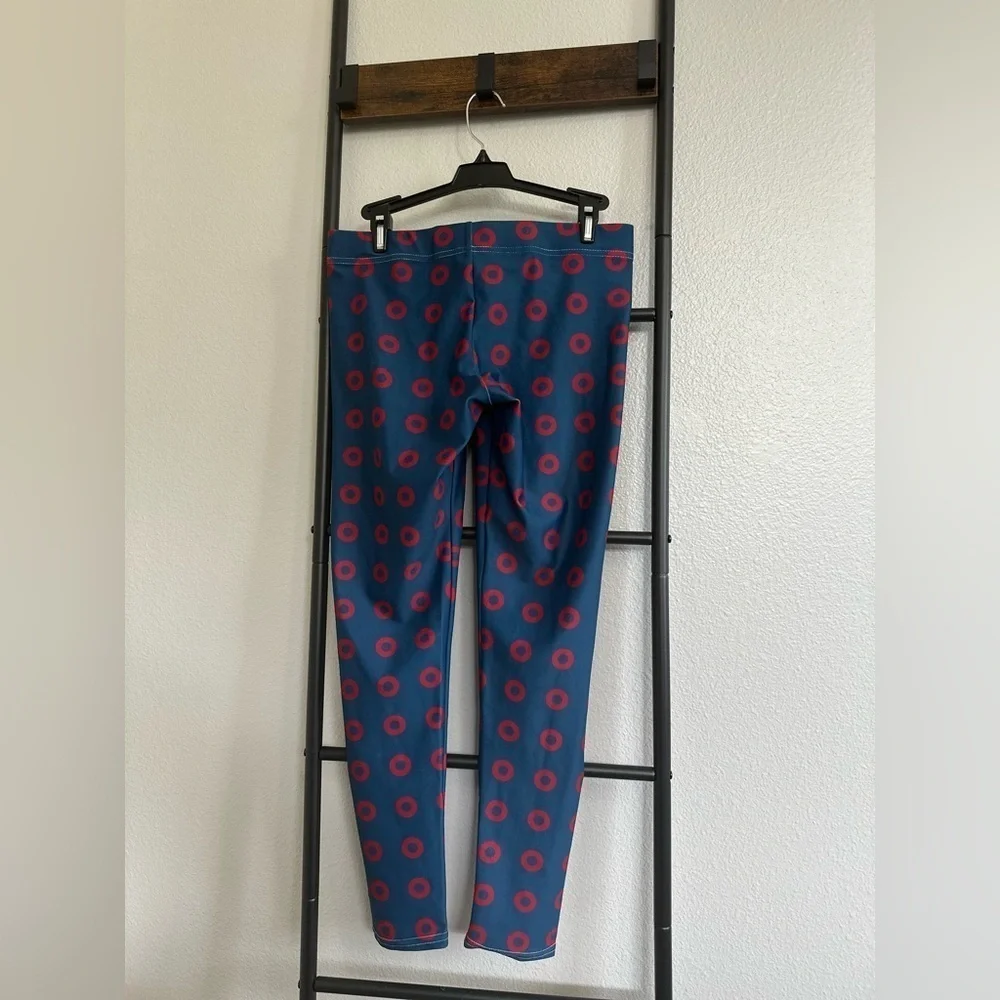 Phish Red Circle Donut Leggings, Fishman Donut Blue with Red Donuts. - Picture 10 of 13